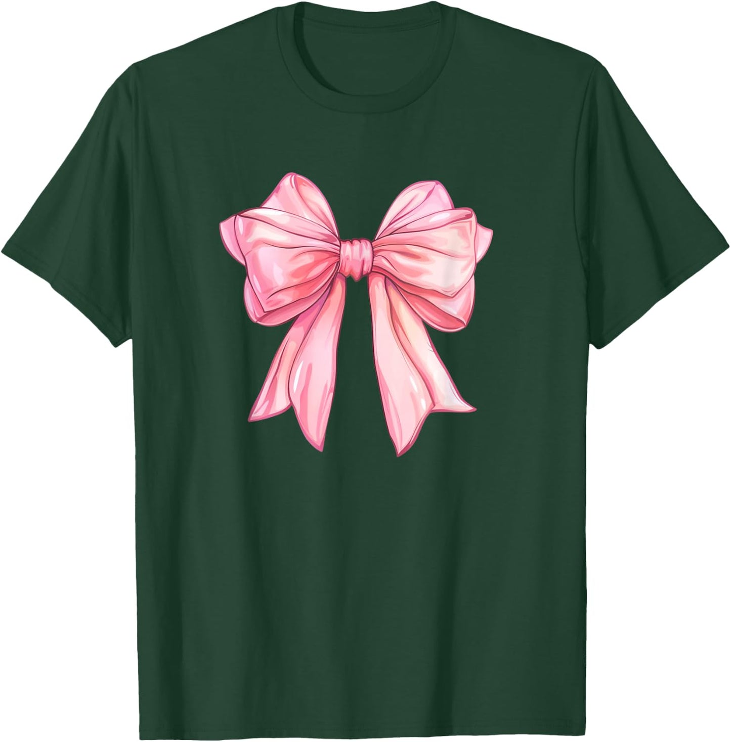 Coquette Pink Bow Watercolor Girly Big Pink Bow Soft Women T-Shirt - T-Shirt | Forest