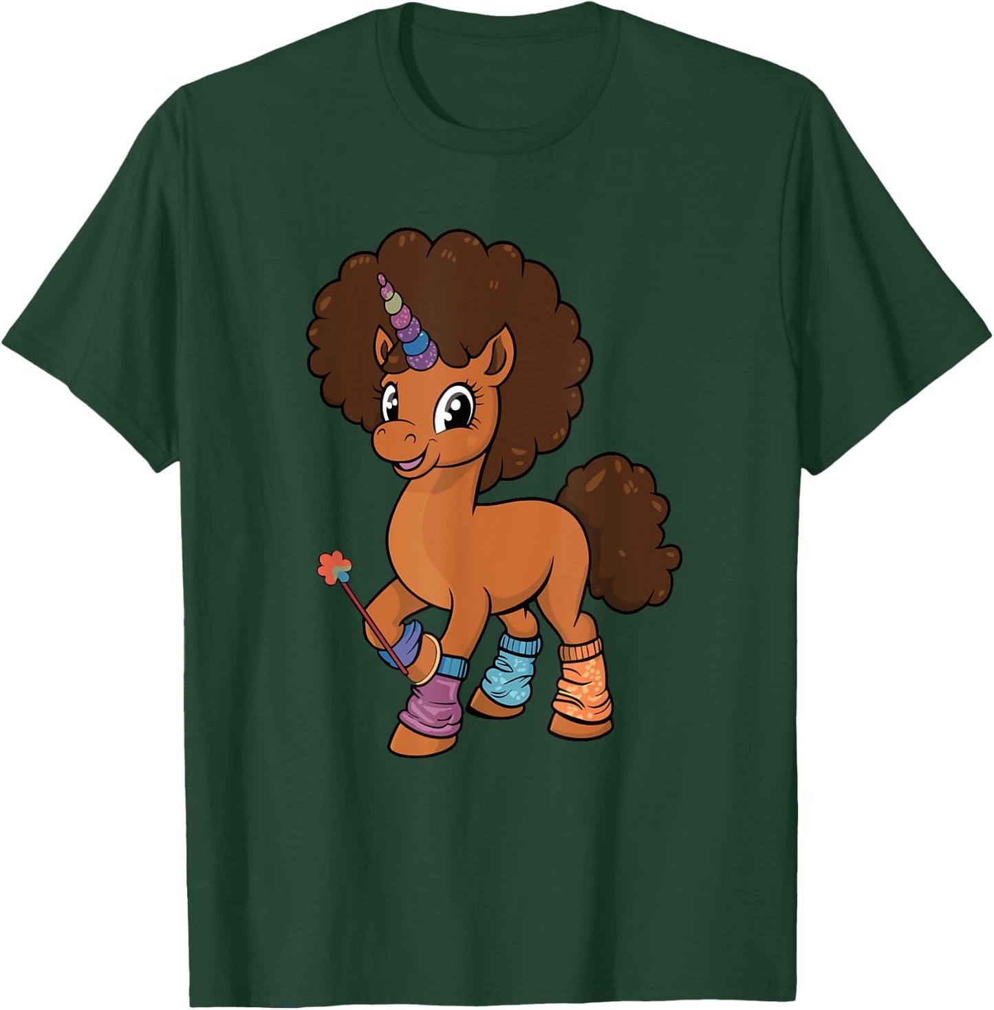 Unicorn With Afro Costume Toddler Girls Melanin African Kids T-Shirt - T-Shirt | Forest