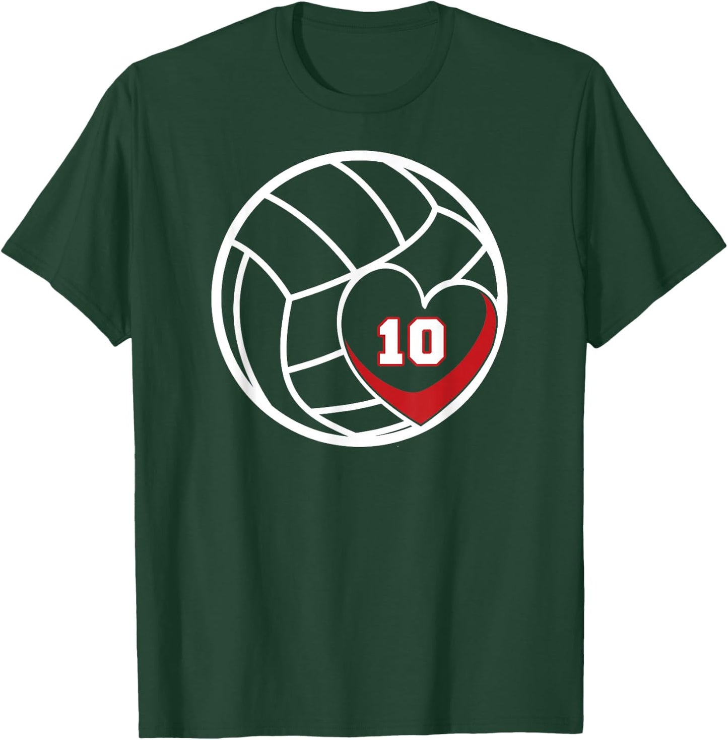 Volleyball Jersey Number 10 Design Player Mom Game Day T-Shirt - T-Shirt | Forest