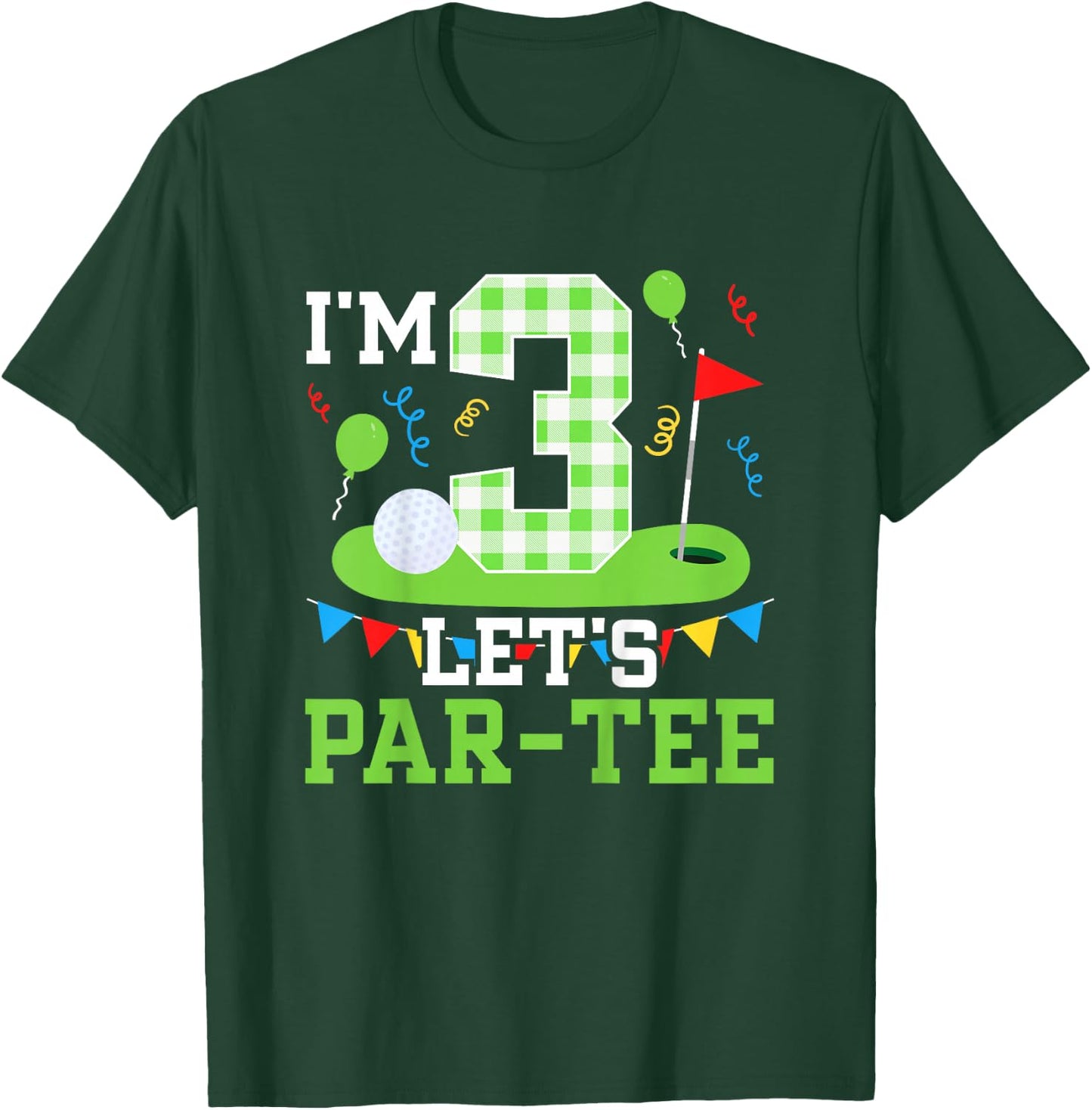 Kids 3rd Birthday Party Golf Boy Three Year Old Golfer T-Shirt - T-Shirt | Forest
