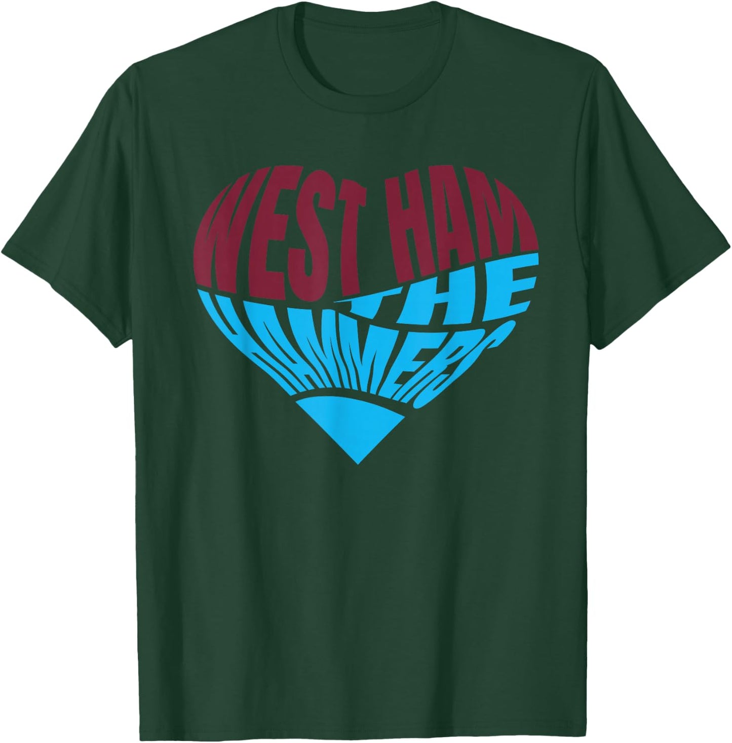 The Hammers Heart - West Ham Fan Typography Design T-Shirt - T-Shirt | Forest