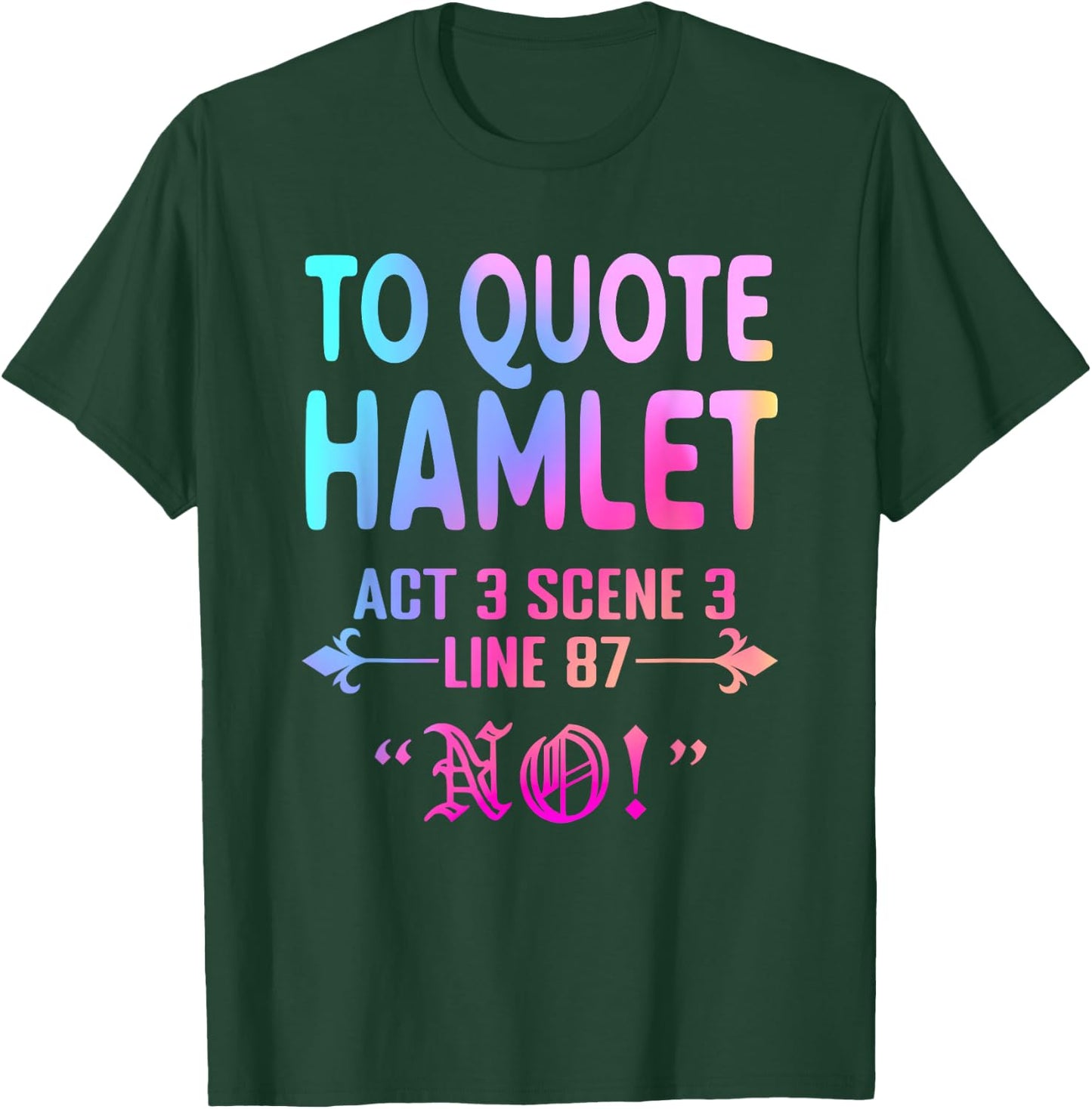 To Quote Hamlet Act 3 Scene 3 Line 87 No! Men Women Funny T-Shirt - T-Shirt | Forest