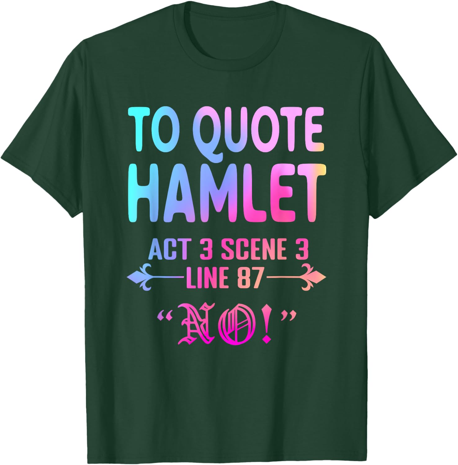 To Quote Hamlet Act 3 Scene 3 Line 87 No! Men Women Funny T-Shirt - T-Shirt | Forest