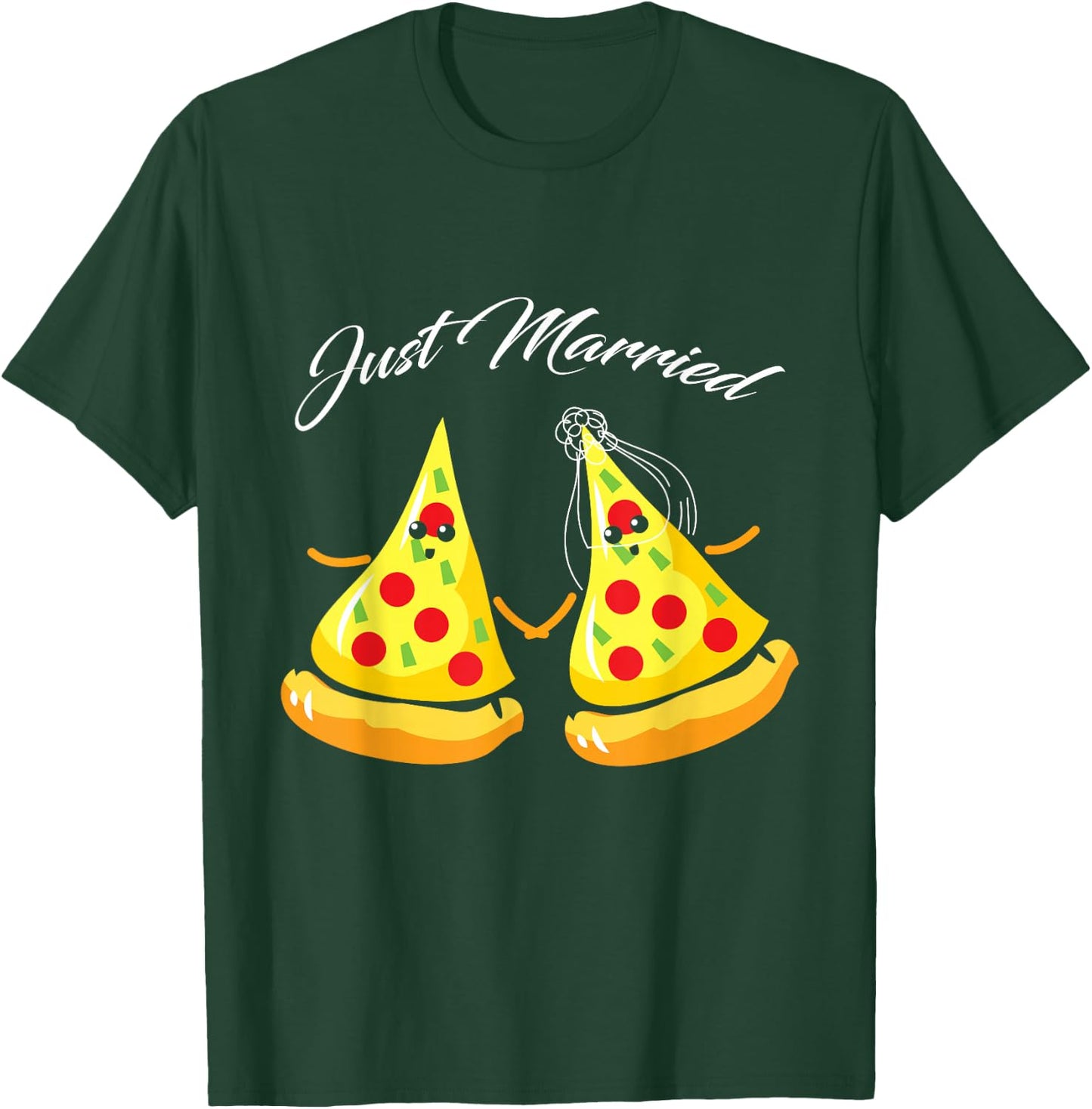 Just Married Pizza Slice - Foodie Groom and Bride T-Shirt - T-Shirt | Forest