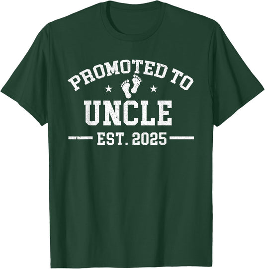 Promoted to Uncle 2025 Gifts First Time Uncle 2025 T-Shirt - T-Shirt | Forest