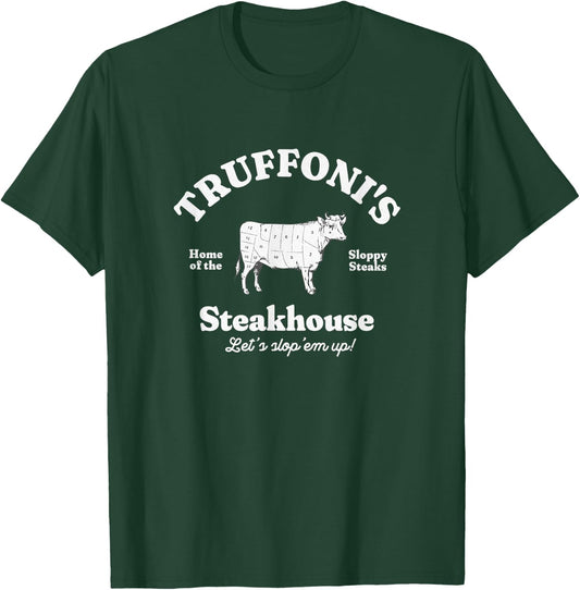 Primotees Truffoni's Steakhouse - home of the sloppy steaks , Small, Black T-Shirt - T-Shirt | Forest