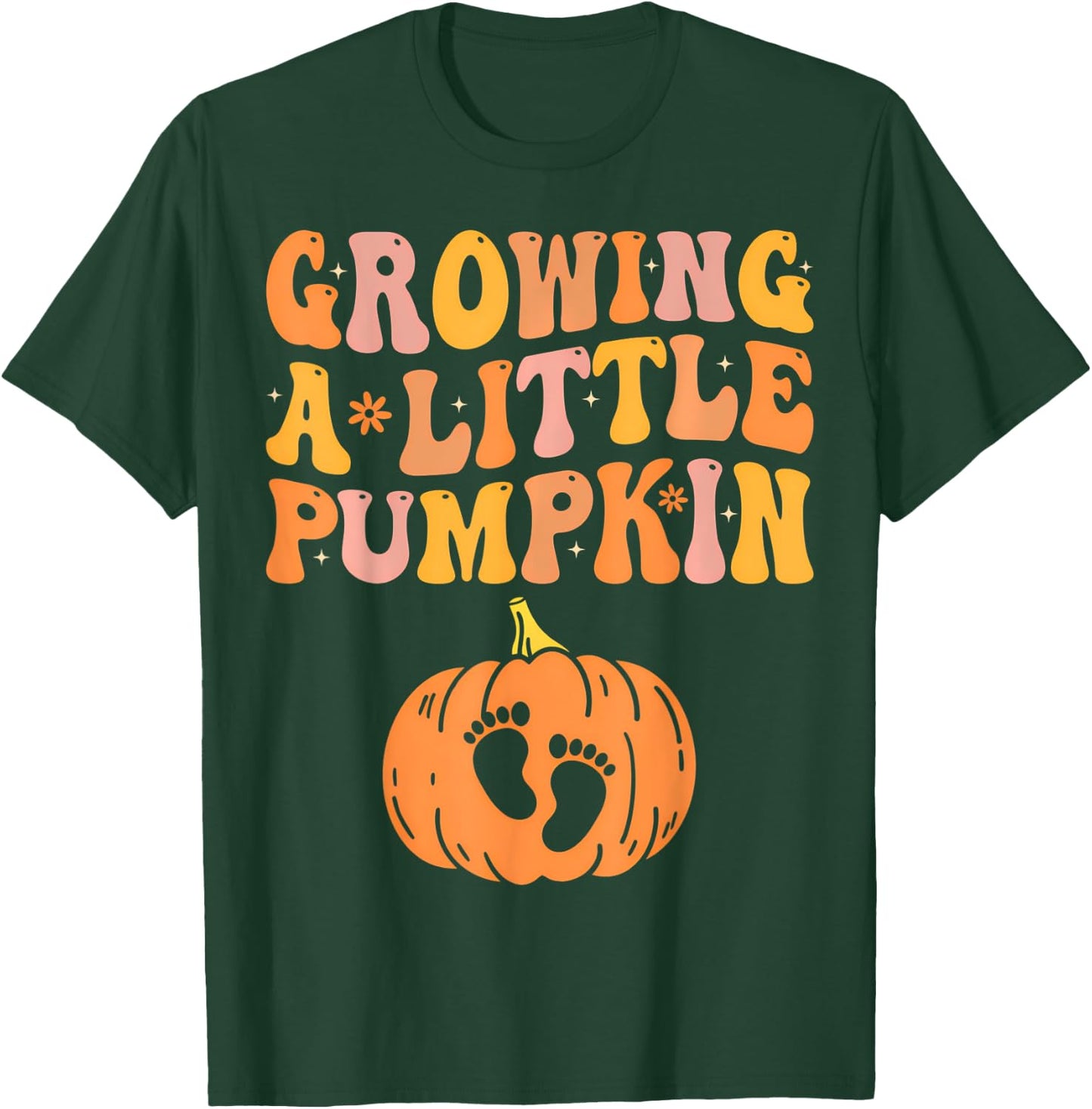 Growing A Little Pumpkin Pregnancy Announcement Halloween T-Shirt - T-Shirt | Forest