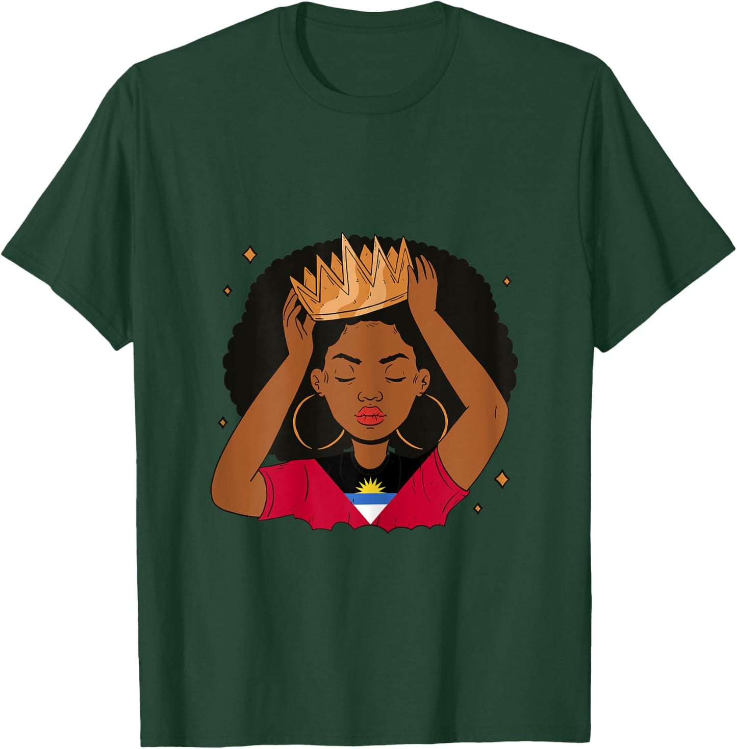 Antiguan Afro Hair Women Antigua Girl Antiguan Heritage T-Shirt - T-Shirt | Forest