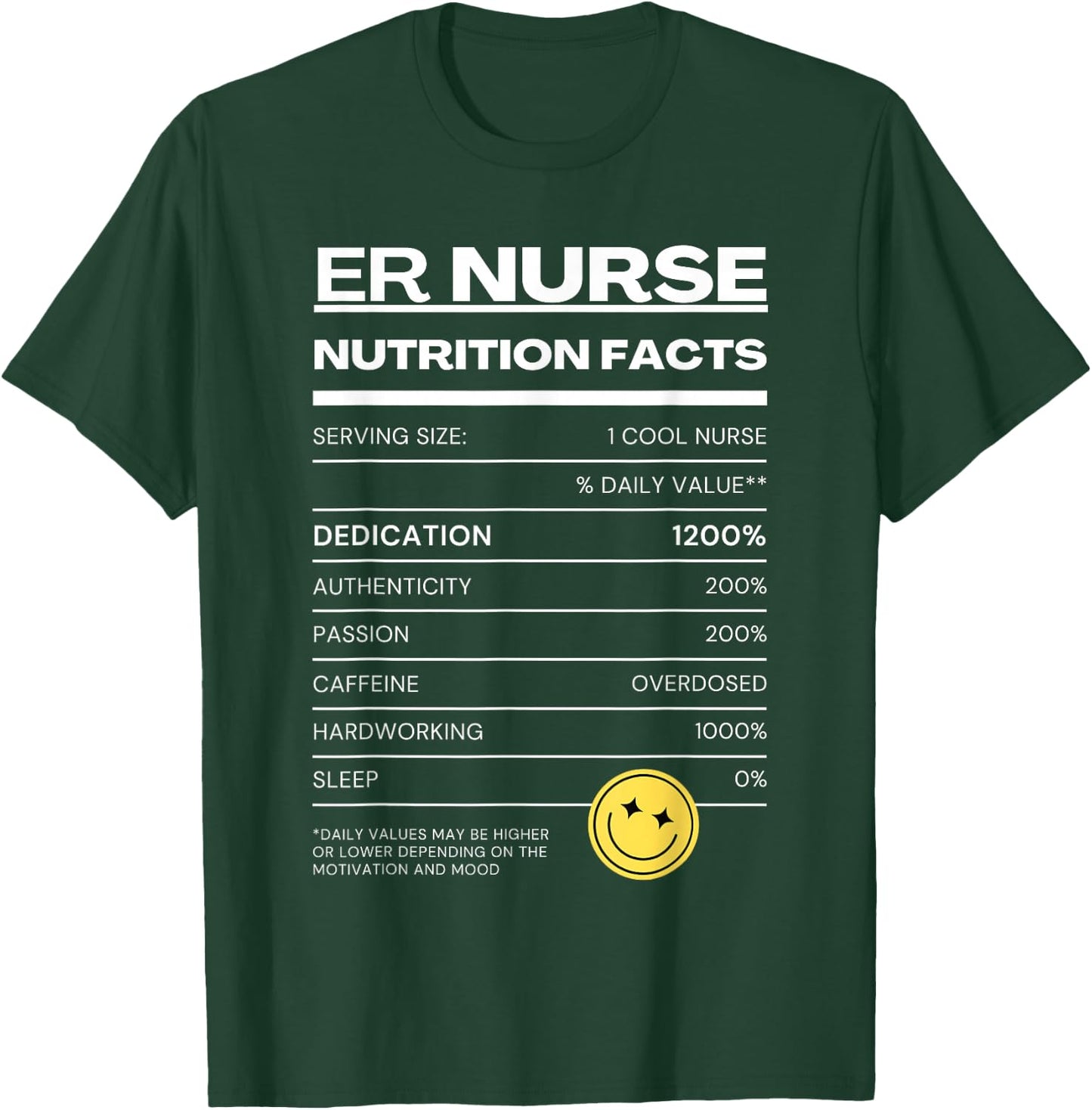 ER Nurse Nutrition Facts ER Nurse T-Shirt - T-Shirt | Forest