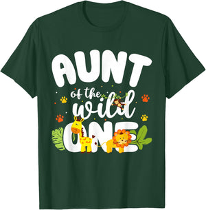 Aunt of the Wild One Zoo Birthday Safari Jungle Animal T-Shirt - T-Shirt | Forest