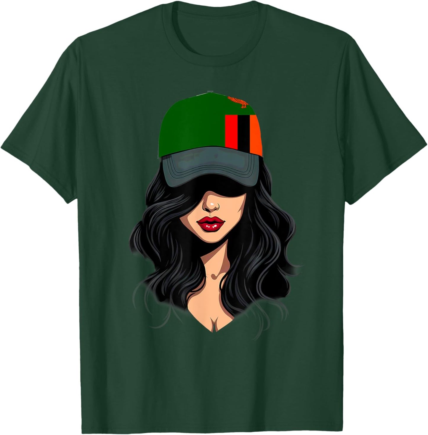 Patriotic Zambian Girl Zambia Flag T-Shirt - T-Shirt | Forest