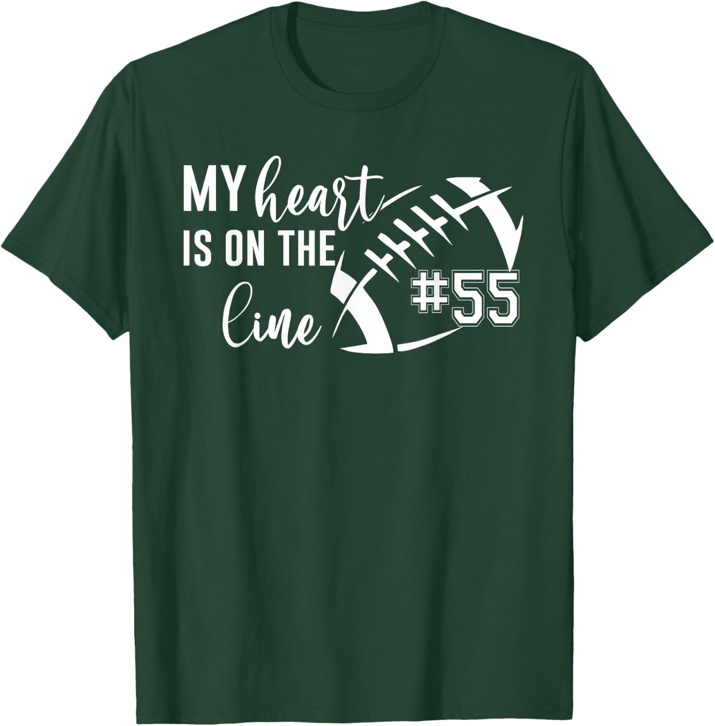 Football My Heart is on The line Football Custom mom footba T-Shirt - T-Shirt | Forest