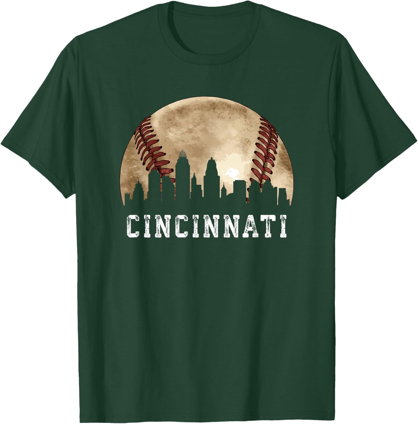 Cincinnati Skyline City Vintage Baseball Lover T-Shirt - T-Shirt | Forest