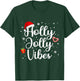 Cute Holly Christmas Jolly Vibes Santa Holiday Women Men T-Shirt - T-Shirt | Forest