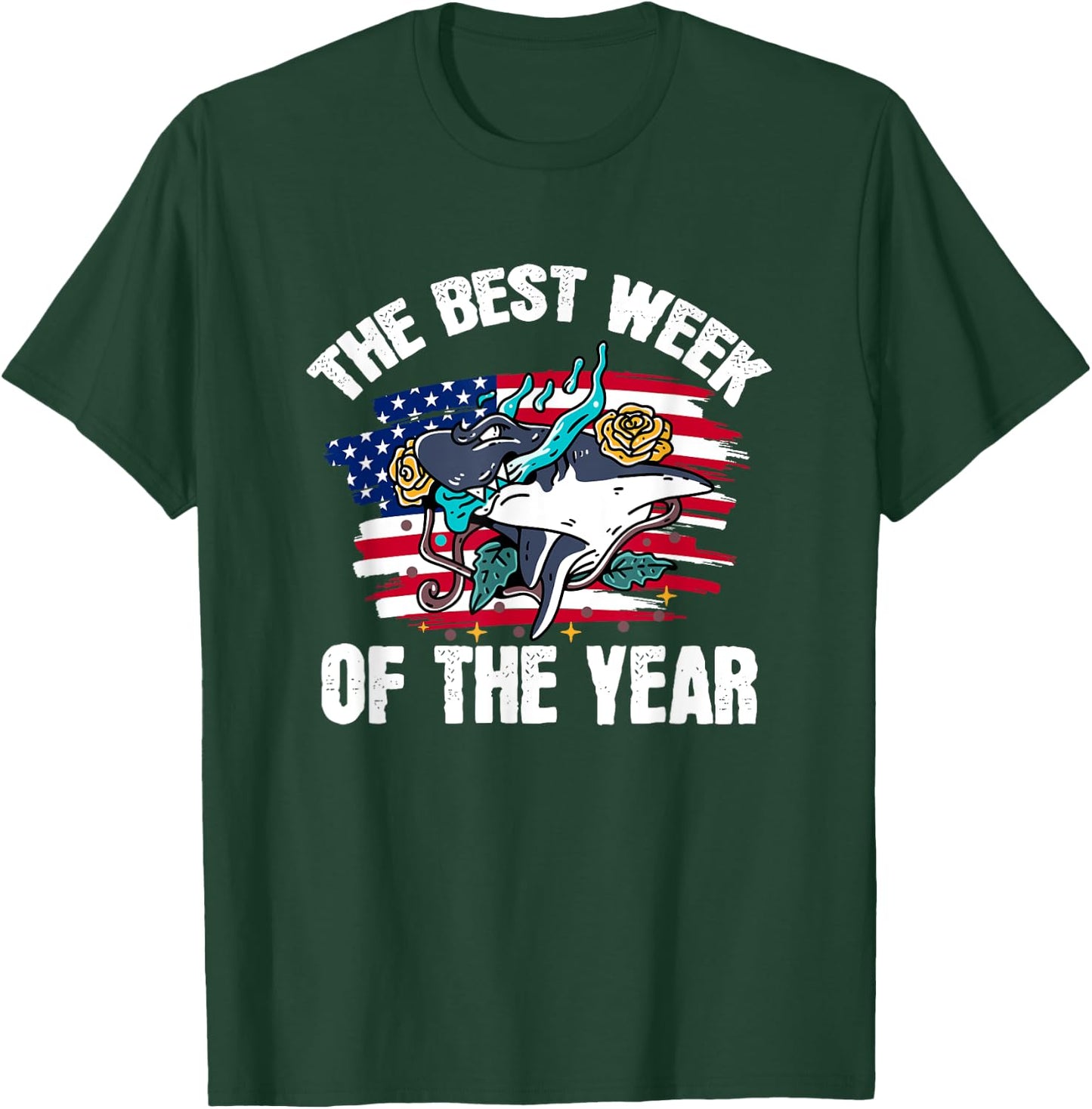 Vintage USA It's The Best Week Of The Year Shark T-Shirt - T-Shirt | Forest