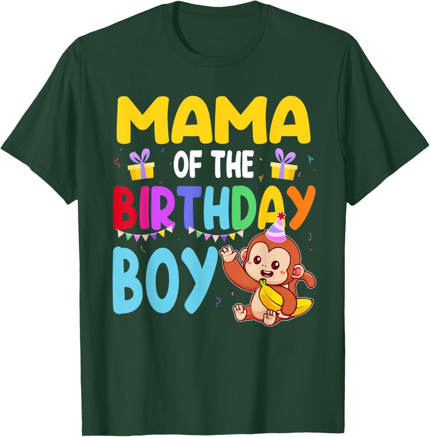 Mama Of The Birthday Boy Monkey Family Matching T-Shirt - T-Shirt | Forest