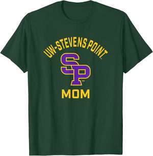 UW Stevens Point Pointers Arched Mom T-Shirt - T-Shirt | Forest