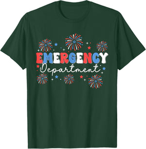 Emergency Department 4th of July USA Emergency Room Nurse T-Shirt - T-Shirt | Forest