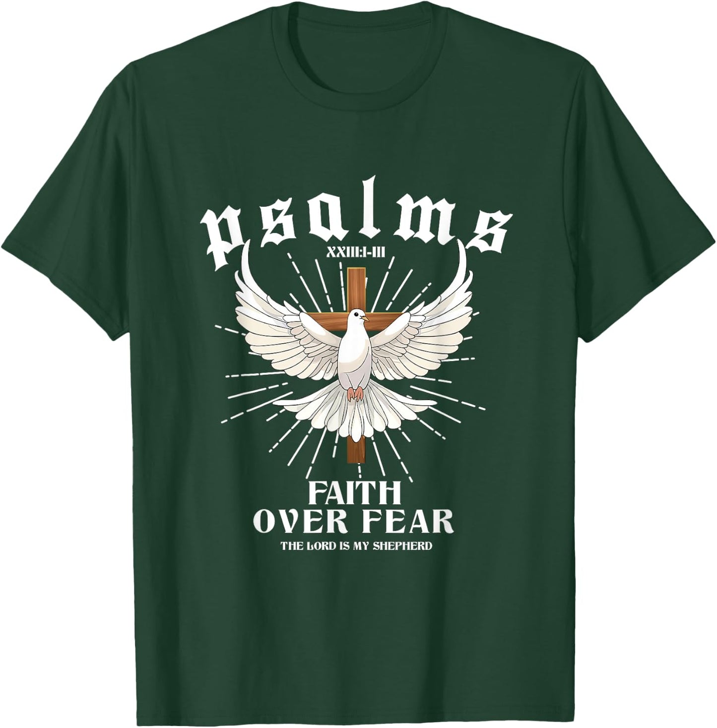 Vintage Faith Over Fear Bible Verse Aesthetic Christian T-Shirt - T-Shirt | Forest
