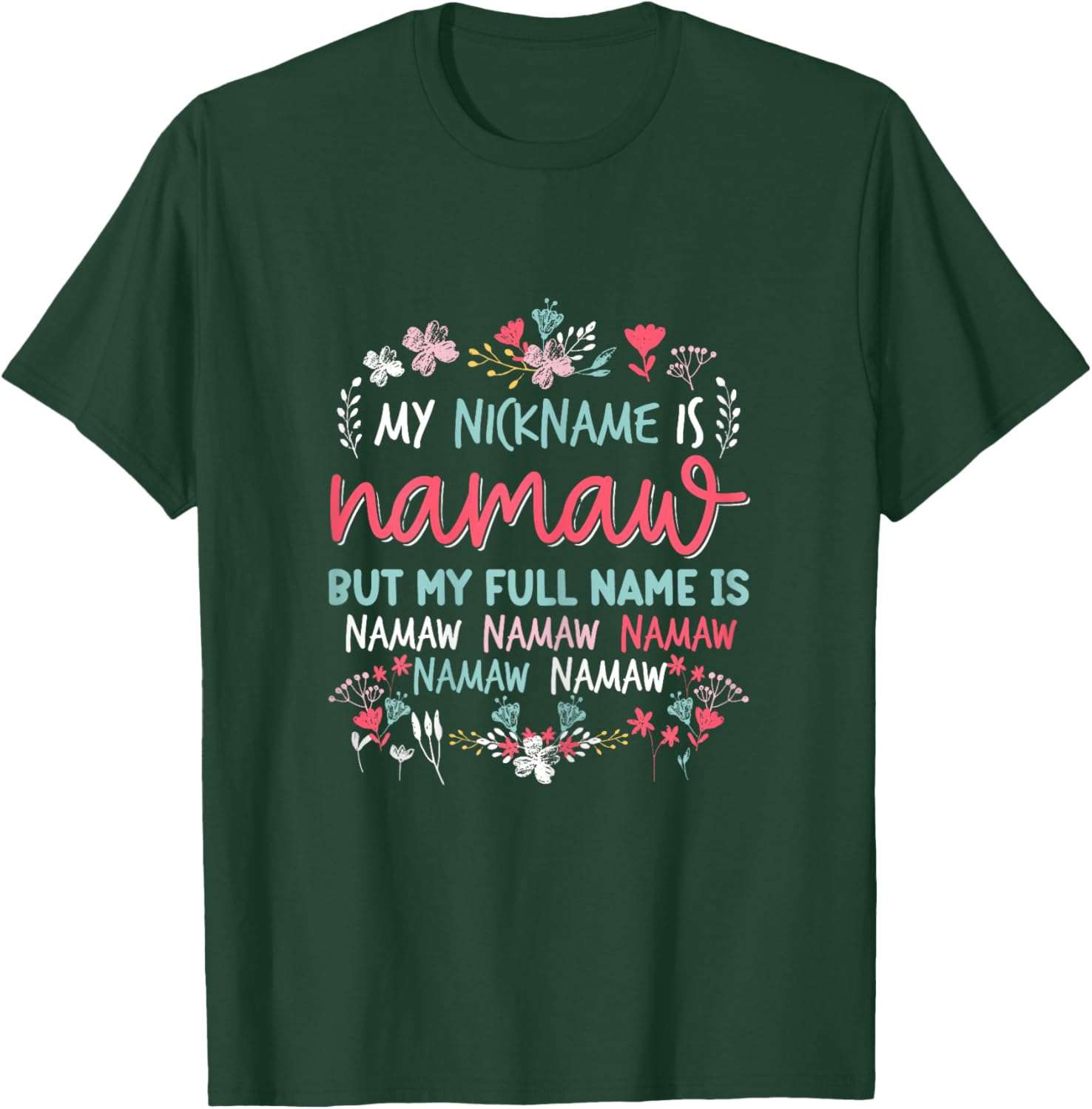 Funny Mothers day Shirt My Nickname is Namaw Grandma Cute T-Shirt - T-Shirt | Forest