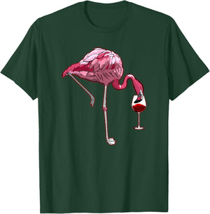 Flamingo Wine Tasting Humor Drinking T-Shirt - T-Shirt | Forest