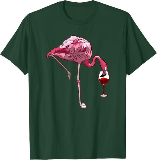 Flamingo Wine Tasting Humor Drinking T-Shirt - T-Shirt | Forest