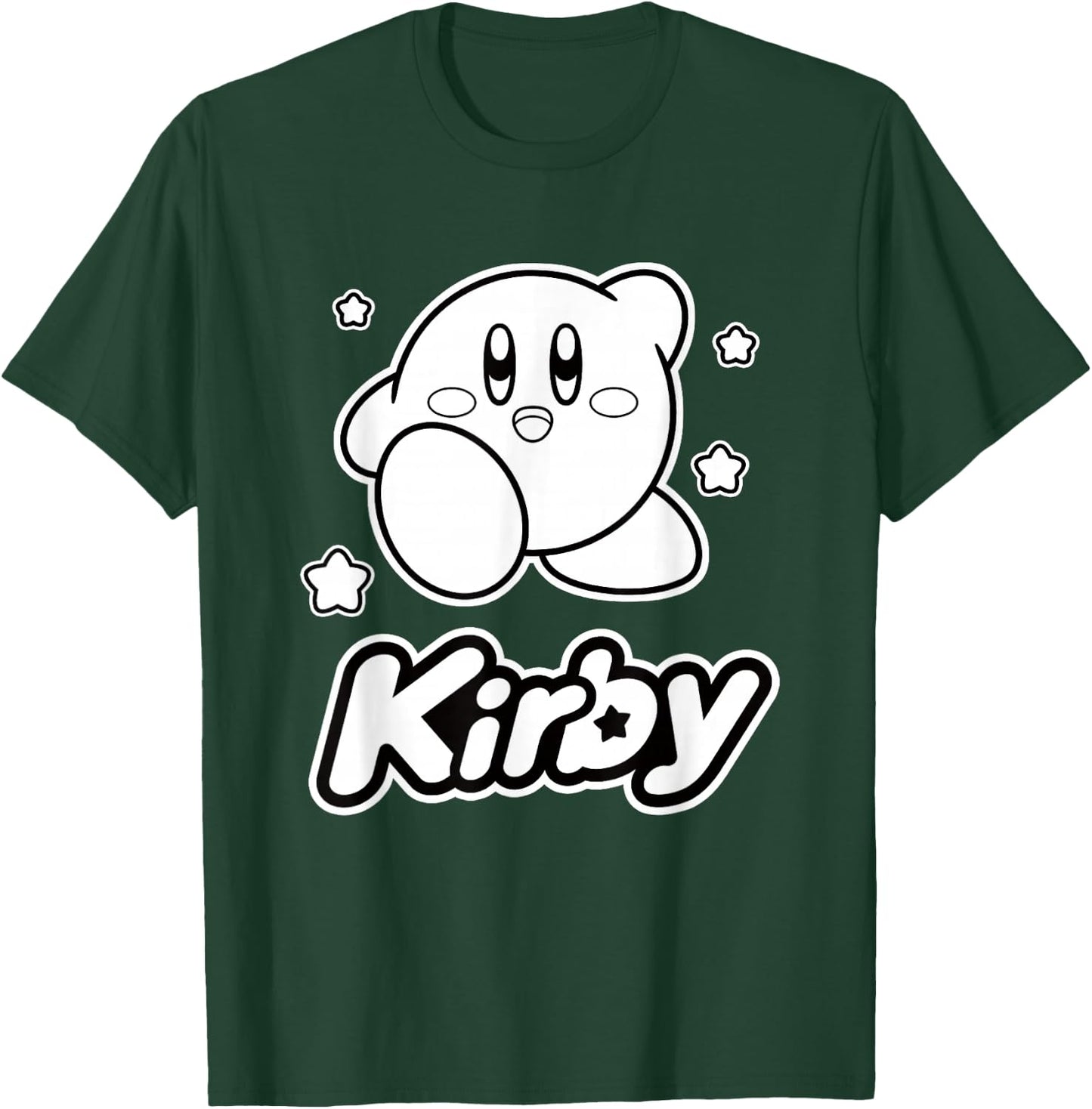 Kirby Stars Black & White Big Character Portrait T-Shirt - T-Shirt | Forest
