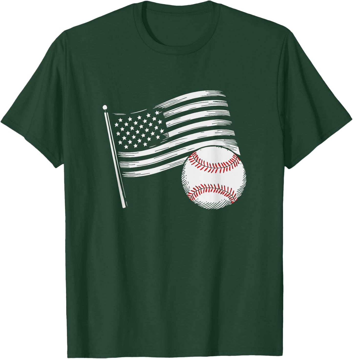 US American Flag Vintage Baseball Flag 4th Of July Kids Men T-Shirt - T-Shirt | Forest