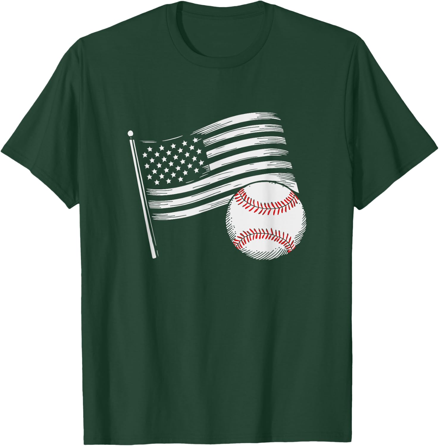 US American Flag Vintage Baseball Flag 4th Of July Kids Men T-Shirt - T-Shirt | Forest
