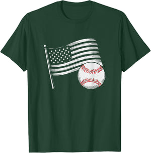 US American Flag Vintage Baseball Flag 4th Of July Kids Men T-Shirt - T-Shirt | Forest
