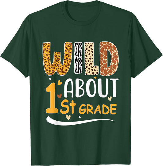 Wild about First 1St Grade Back To School Leopard T-Shirt - T-Shirt | Forest