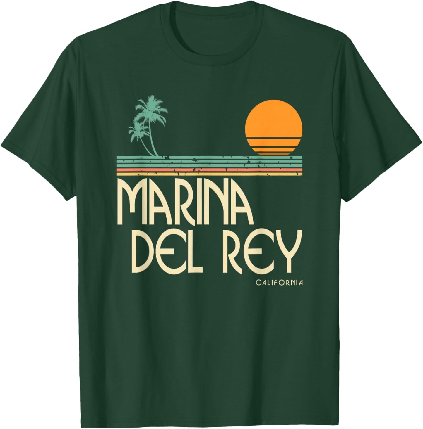 Vintage Marina Del Rey California T-Shirt - T-Shirt | Forest
