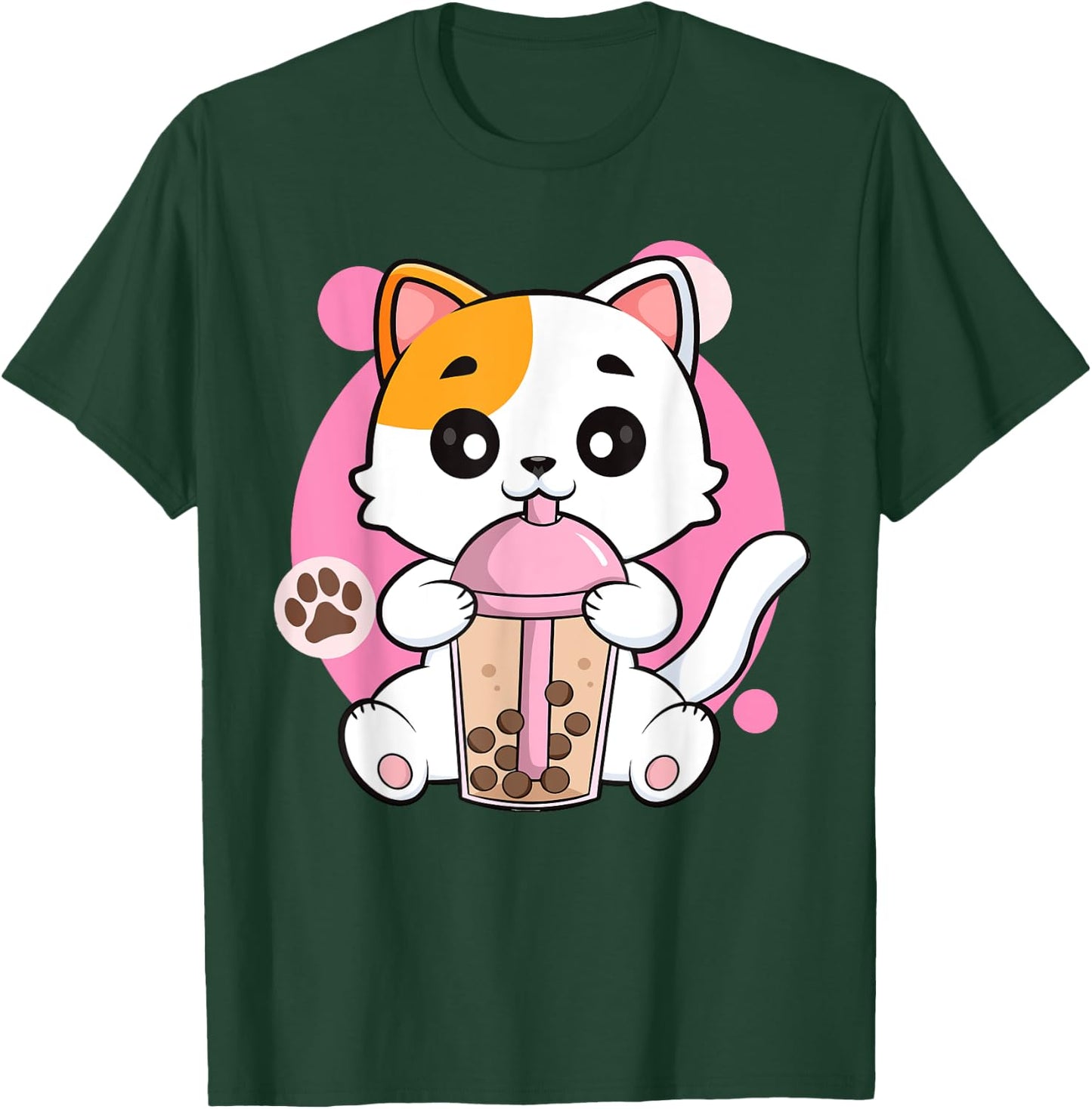 Cute Cat Shirt Boba Tea Anime Japanese Kids Teen Girl Kawaii T-Shirt - T-Shirt | Forest