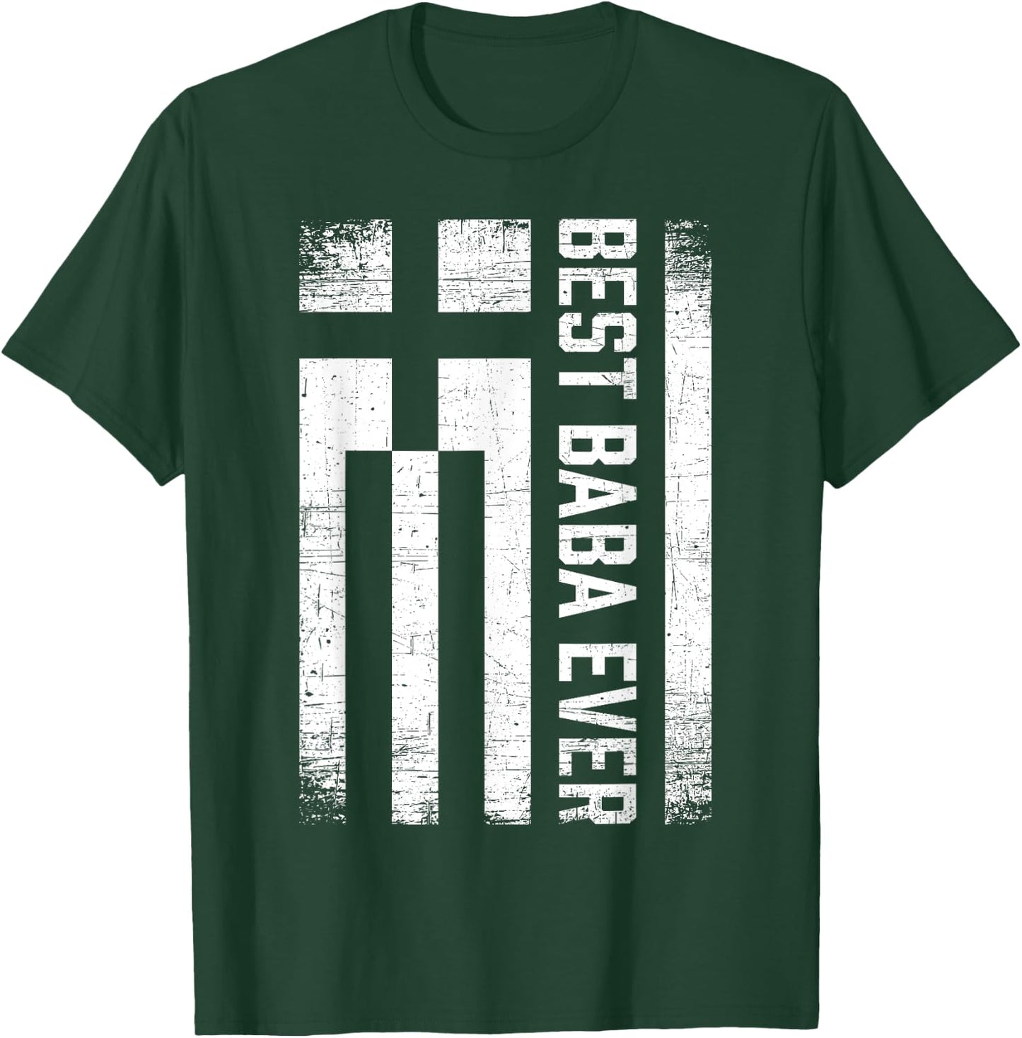 Best Baba Ever Retro Greece Flag Fathers Day Greek Dad T-Shirt - T-Shirt | Forest
