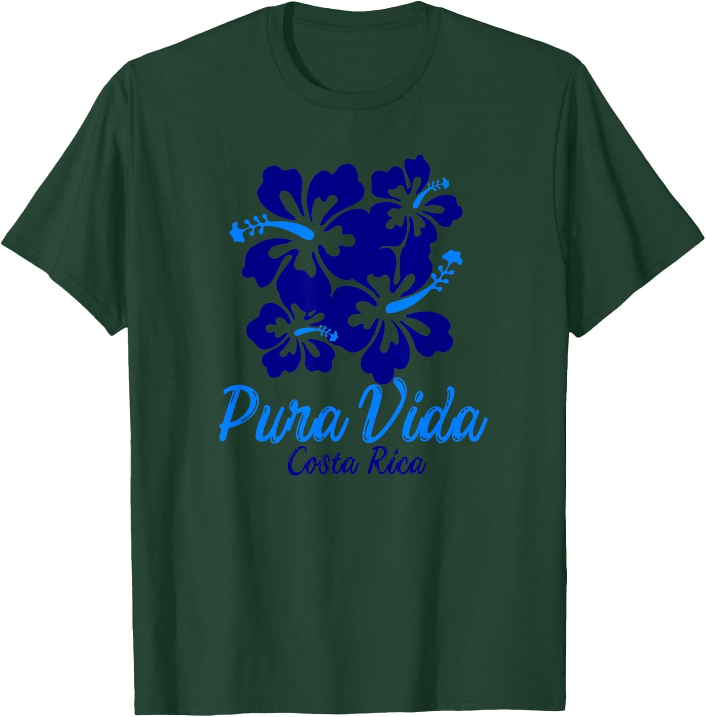 Pura Vida Costa Rica Blue Hibiscus T-Shirt - T-Shirt | Forest