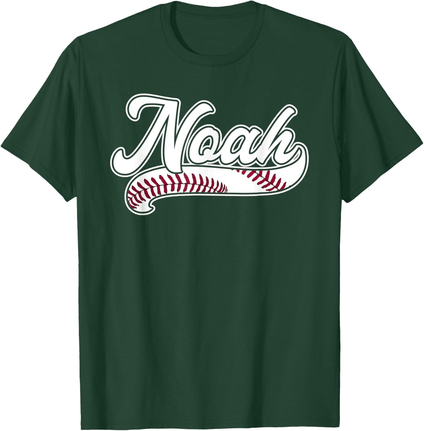 Noah Personalized Baseball Fan Birthday Name Gift Christmas T-Shirt - T-Shirt | Forest