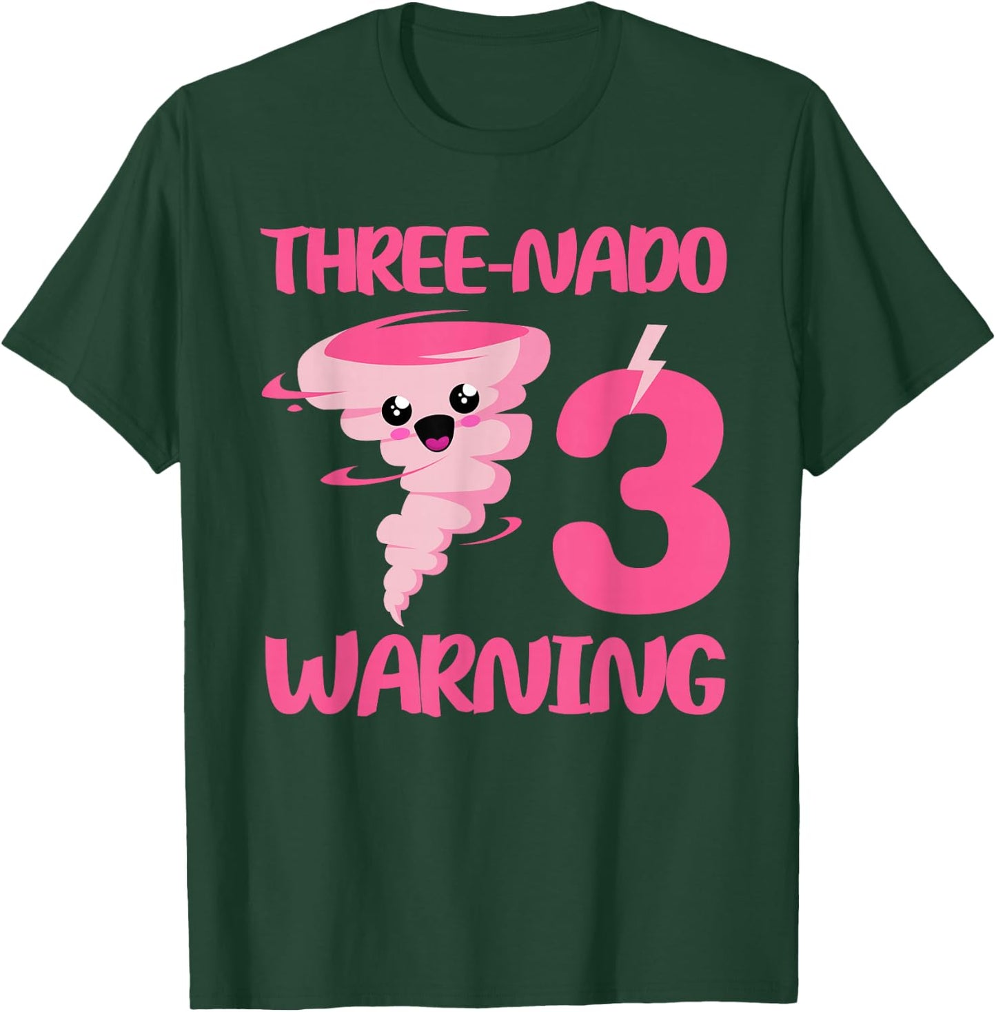 Kids Three-nado Warning 3rd Birthday Pink Tornado Birthday T-Shirt - T-Shirt | Forest