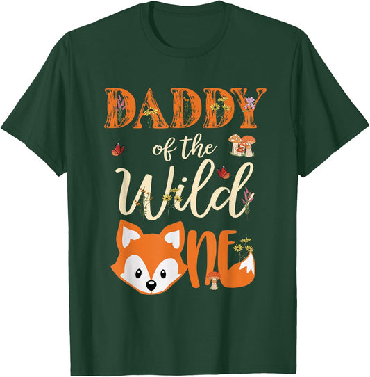 Daddy of The Wild One Birthday Girl Fox Lover Dad Father T-Shirt - T-Shirt | Forest