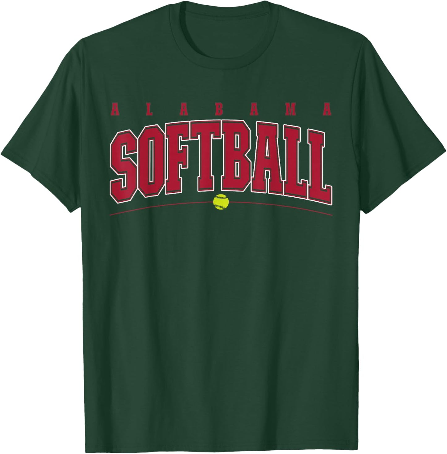 Alabama Softball Vintage Kids Team Retro Softball Fan T-Shirt - T-Shirt | Forest