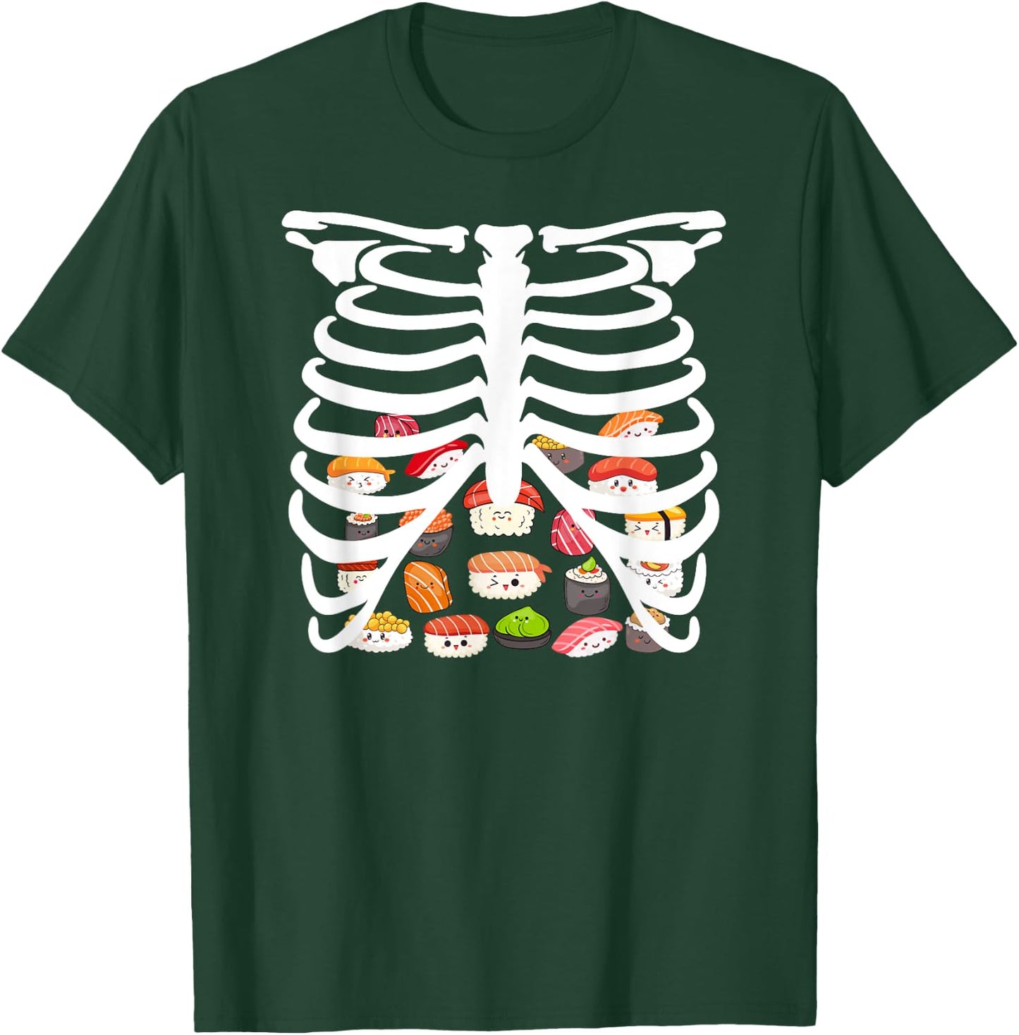 Halloween Japanese dish Food Rib Cage Skeleton Sushi T-Shirt - T-Shirt | Forest
