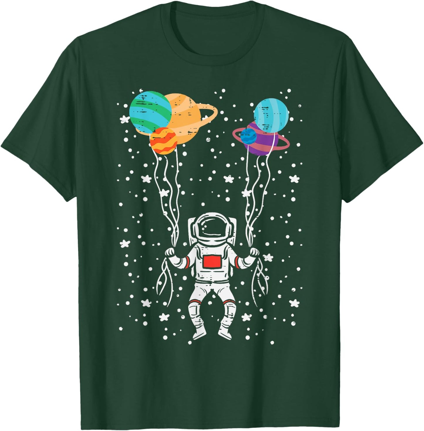 Spaceman Balloon Planets Astronaut Space Women Men Kids Teen T-Shirt - T-Shirt | Forest