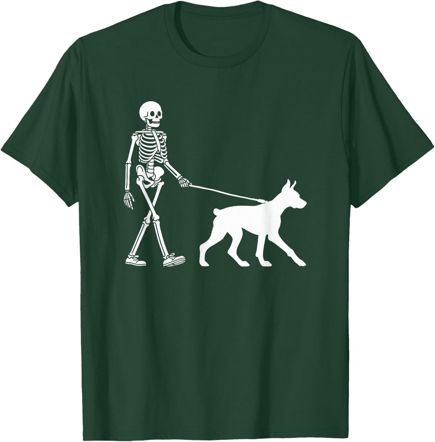 Skeleton Walking a Dog Doberman Pinscher Halloween Outfit T-Shirt - T-Shirt | Forest