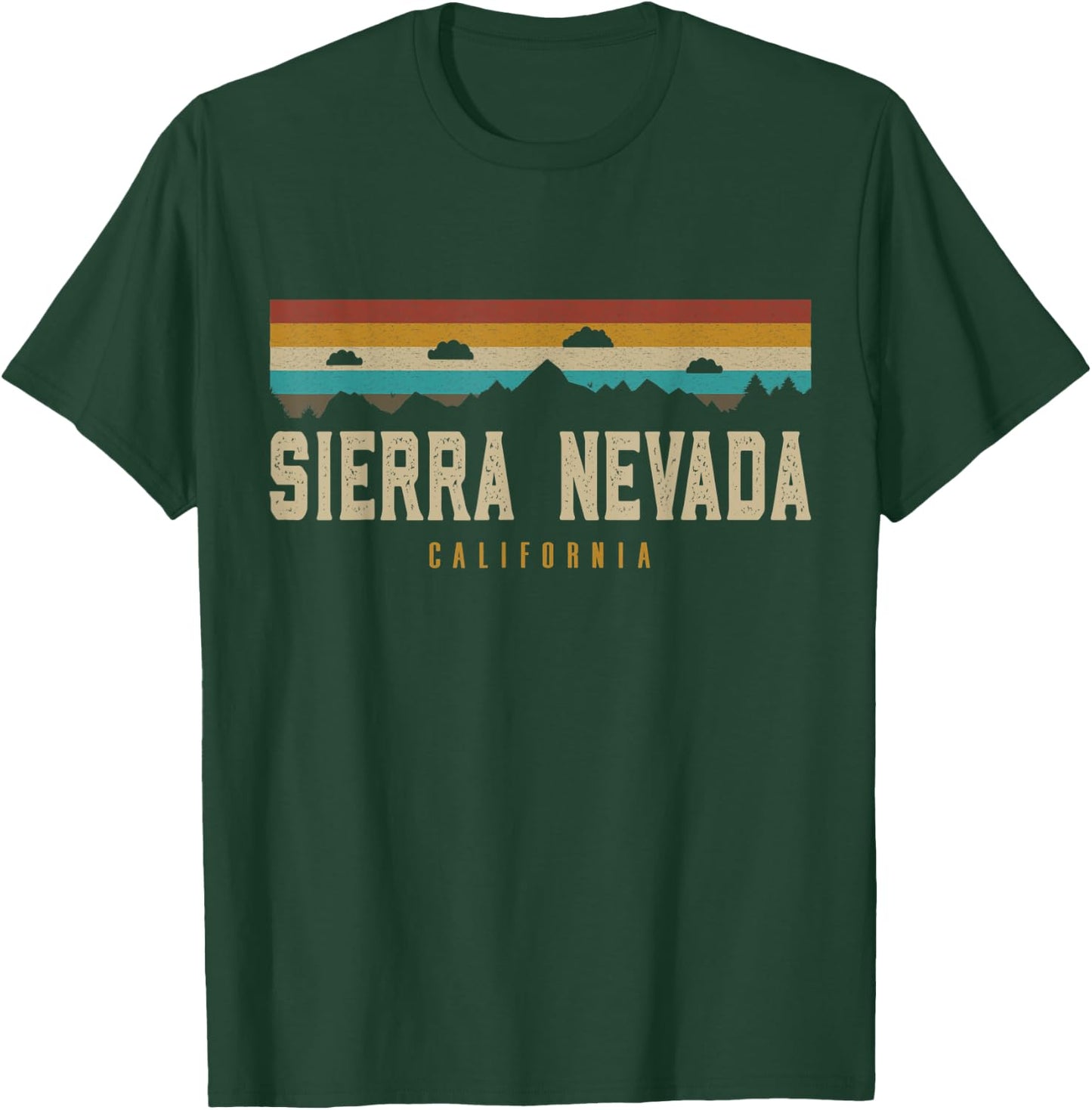 Sierra Nevada Vintage Mountains Hiking California Retro T-Shirt - T-Shirt | Forest