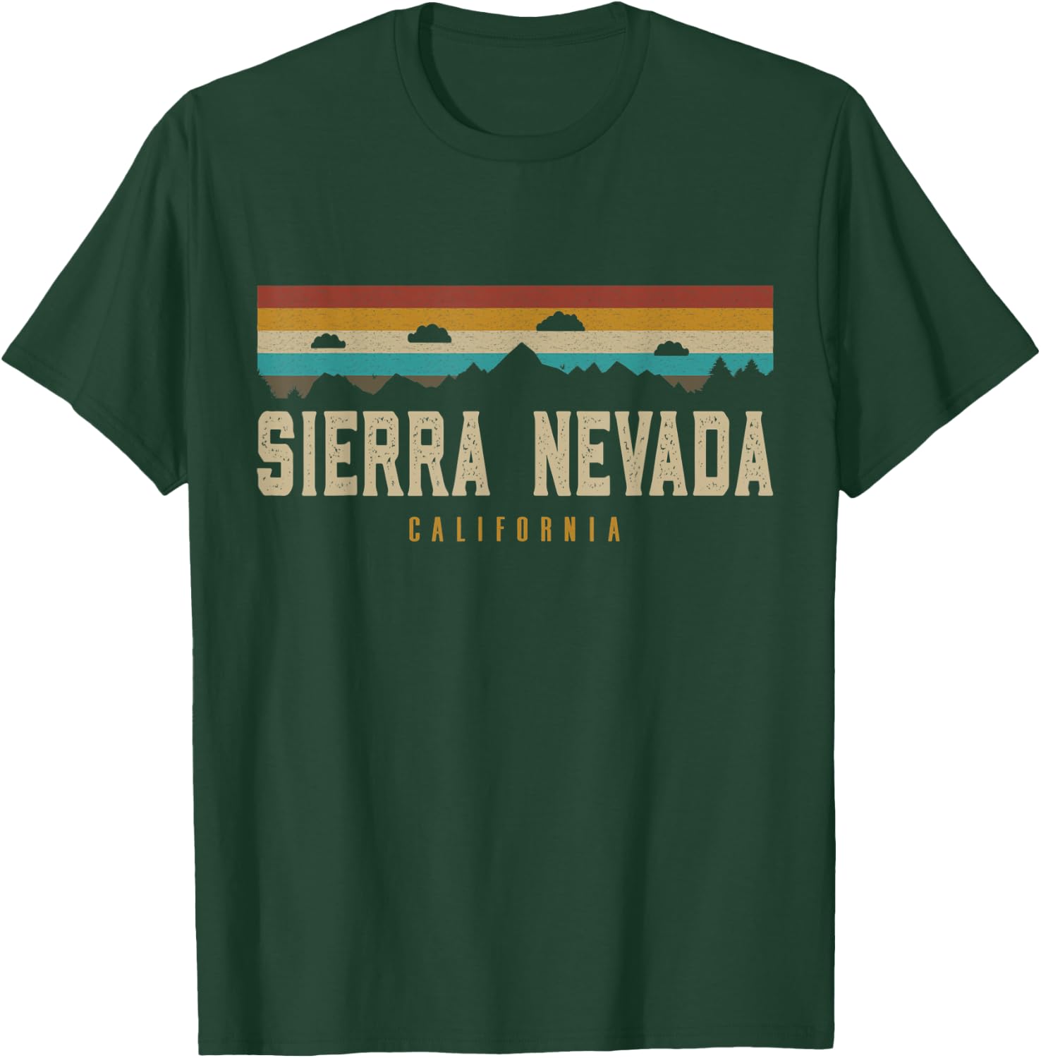 Sierra Nevada Vintage Mountains Hiking California Retro T-Shirt - T-Shirt | Forest