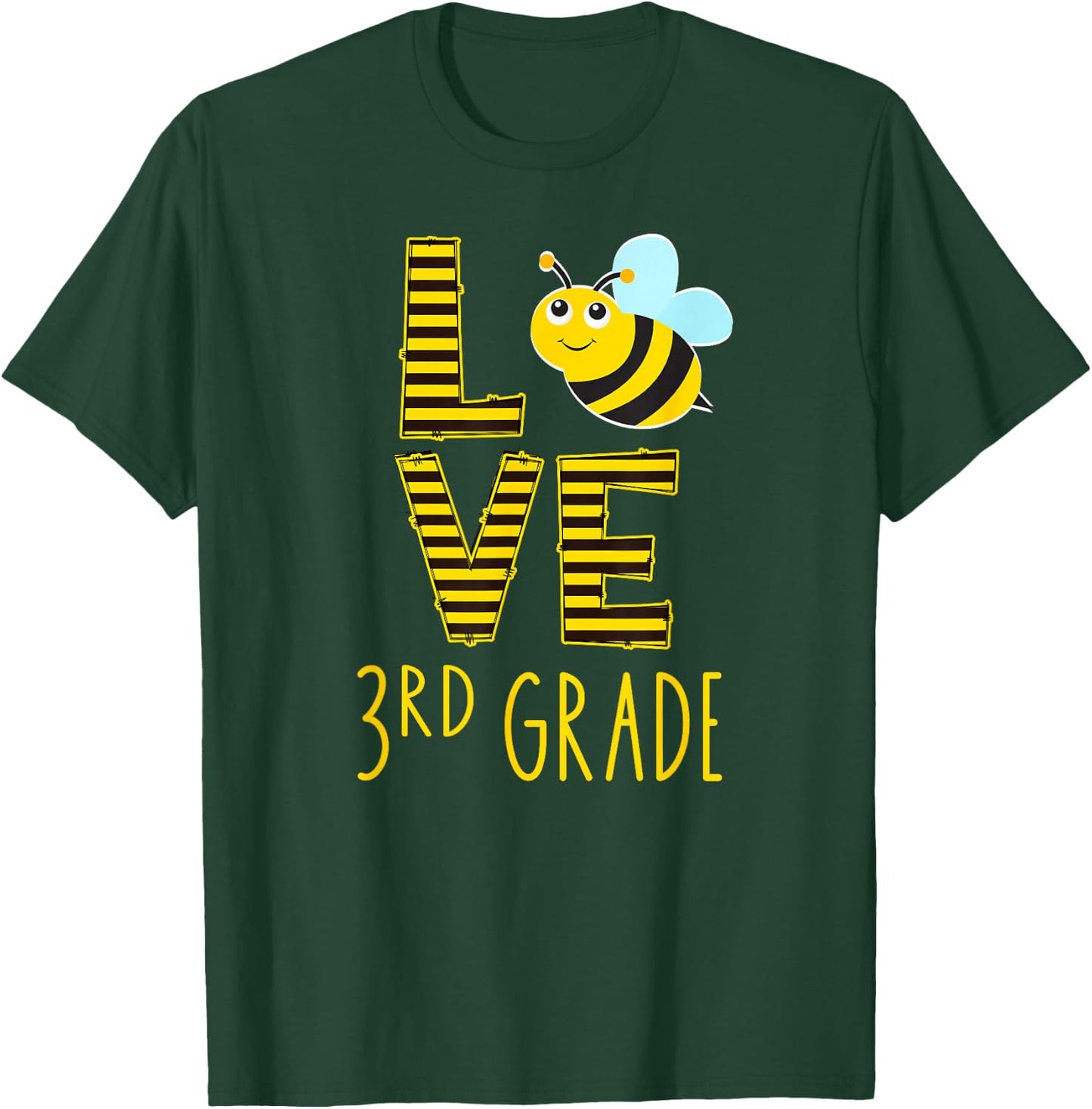 Love 3rd Grade Back To School Yellow Bee 3rd Grade Teacher T-Shirt - T-Shirt | Forest