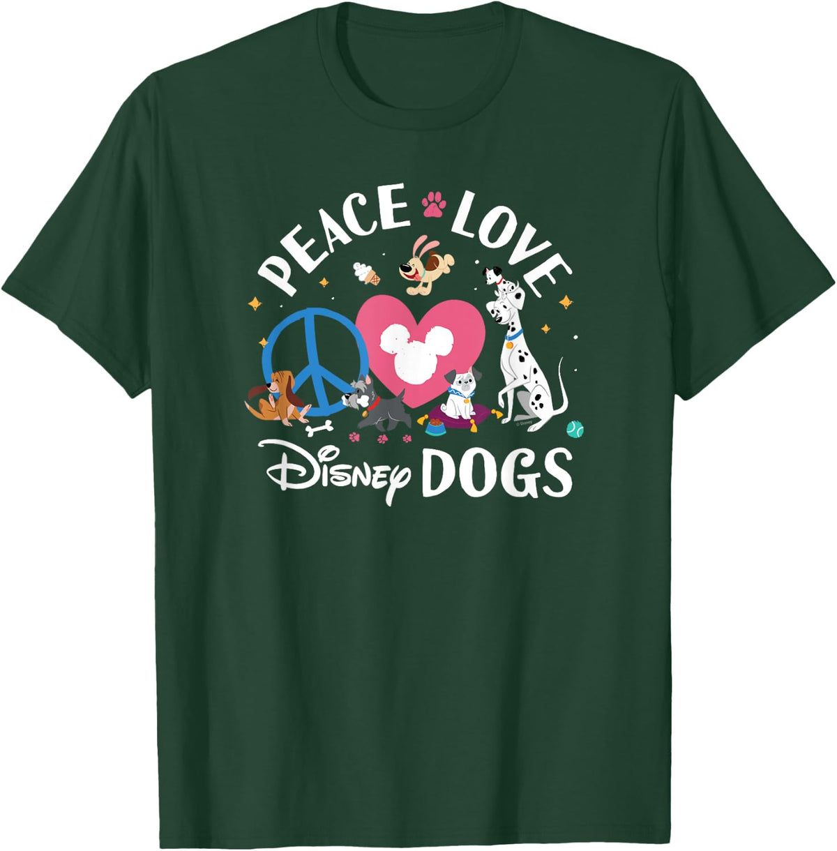 Disney - Peace, Love, Disney Dogs T-Shirt - T-Shirt | Forest