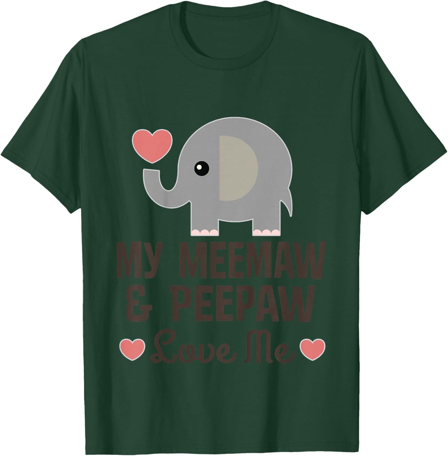Kids My Meemaw and Peepaw Love Me Grandchild Elephant T-Shirt - T-Shirt | Forest