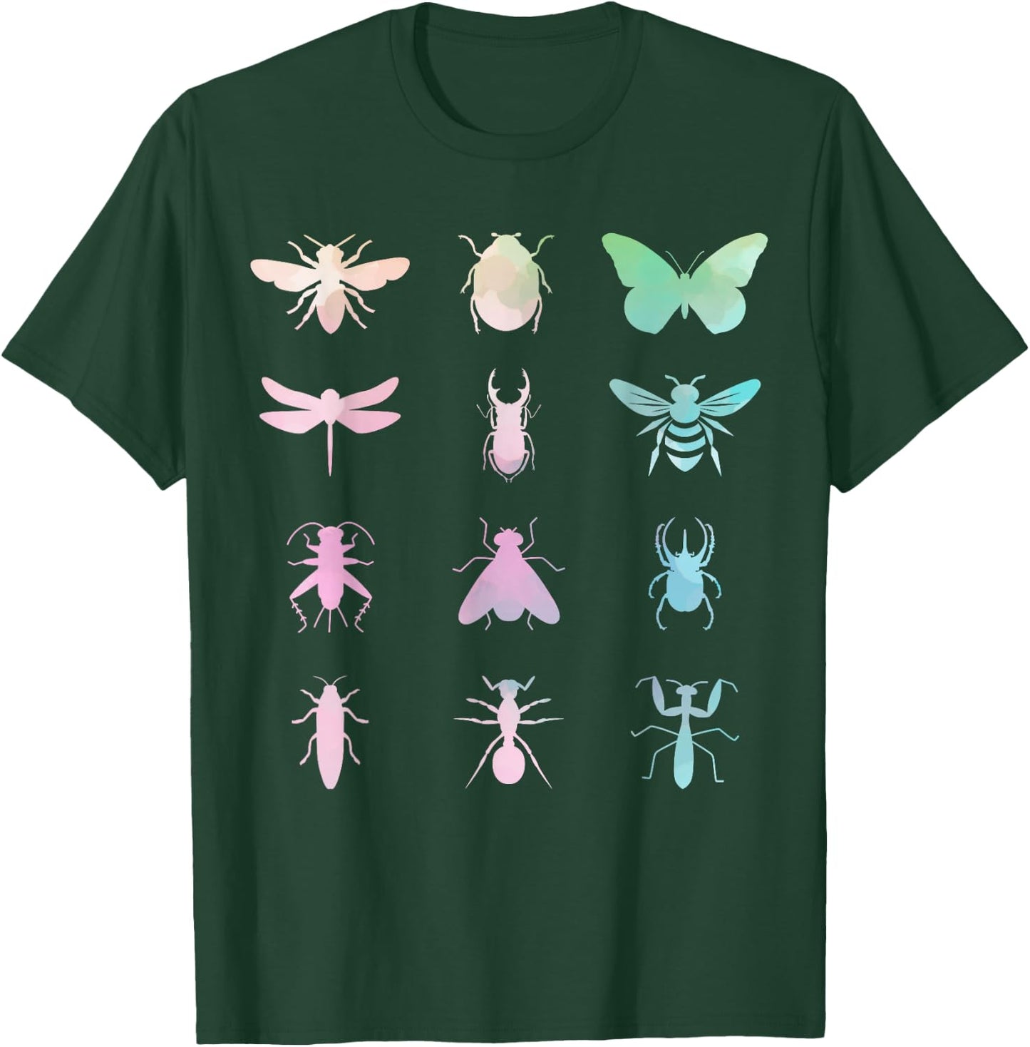 Bugs Watercolor Insect Collector Entomologist Entomology T-Shirt - T-Shirt | Forest