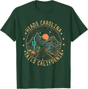 Heads Carolina Tails California Road Cactus Mountain Apparel T-Shirt - T-Shirt | Forest