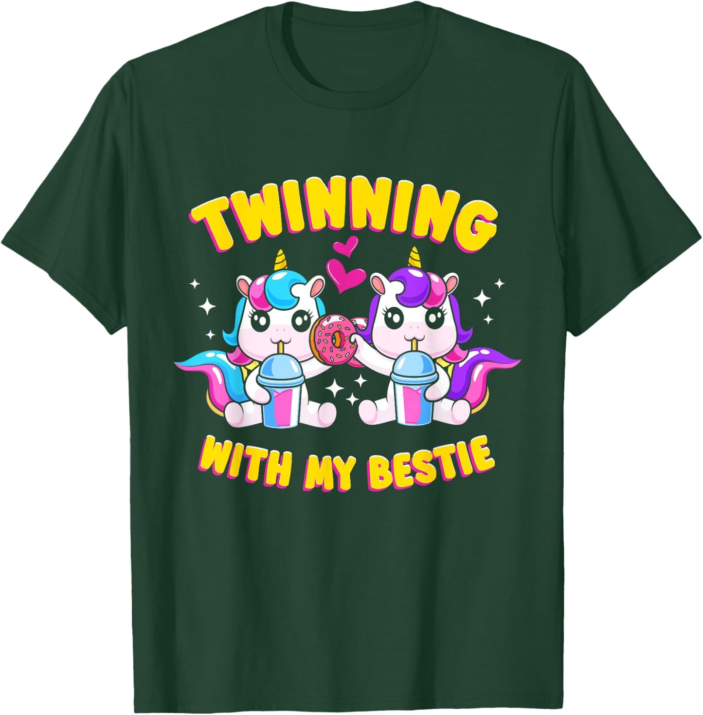 Twinning Bestie Friends Matching Twinning Unicorn T-Shirt - T-Shirt | Forest